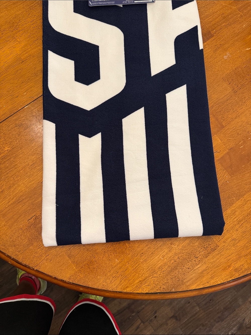 Active USA Navy and White Graphic Stripe Crewneck Sweater